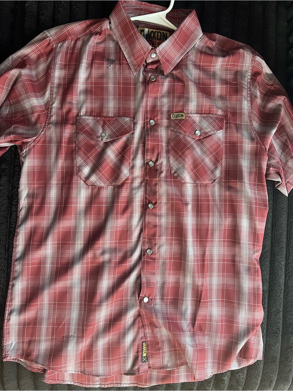 DIXXON Coral-Red Plaid Short Sleeve Button-Up Shirt New never worn Large